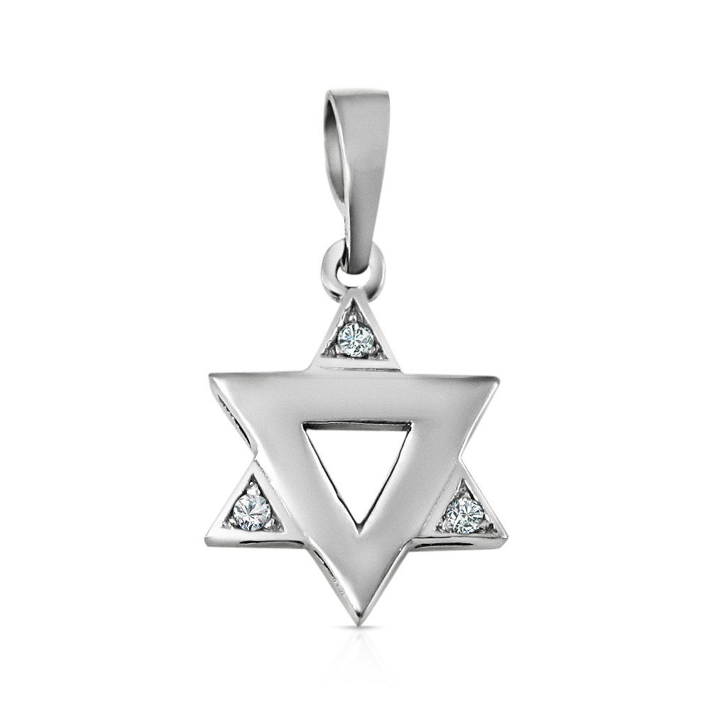תליון מגן דוד יהלומים זהב לבן