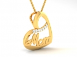 תליון יהלומים MOM בעיצוב לב- מתנה לאמא וליולדת